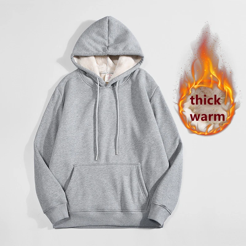 Sherpa Hoodie Fleece - Hohe Qualität Grau Verdicken Fleece Futter