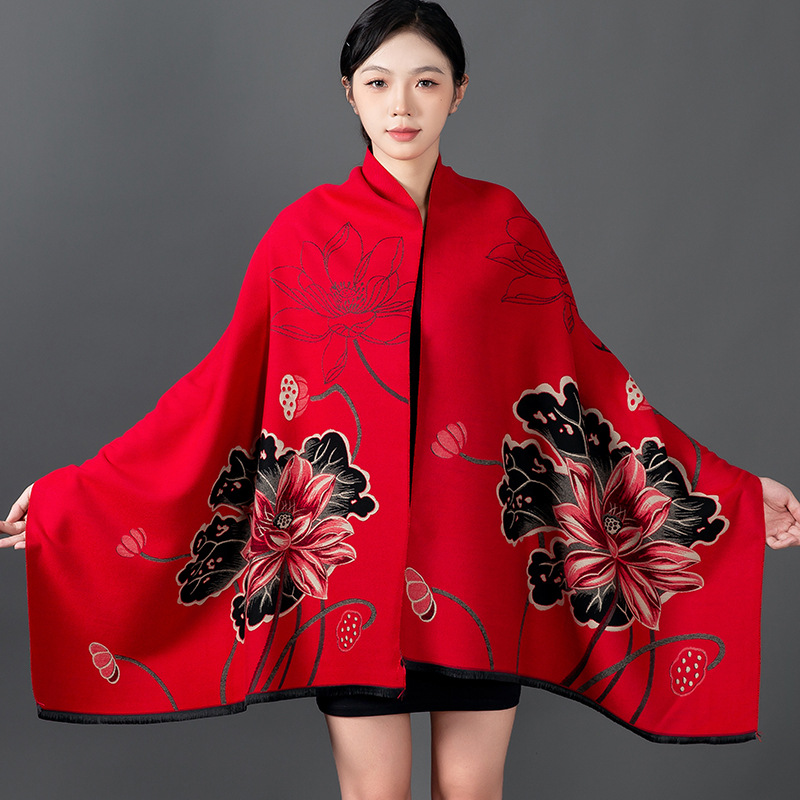 Shawl Wrap Winter - Frauen Winter Schal Kaschmir Schal Floral