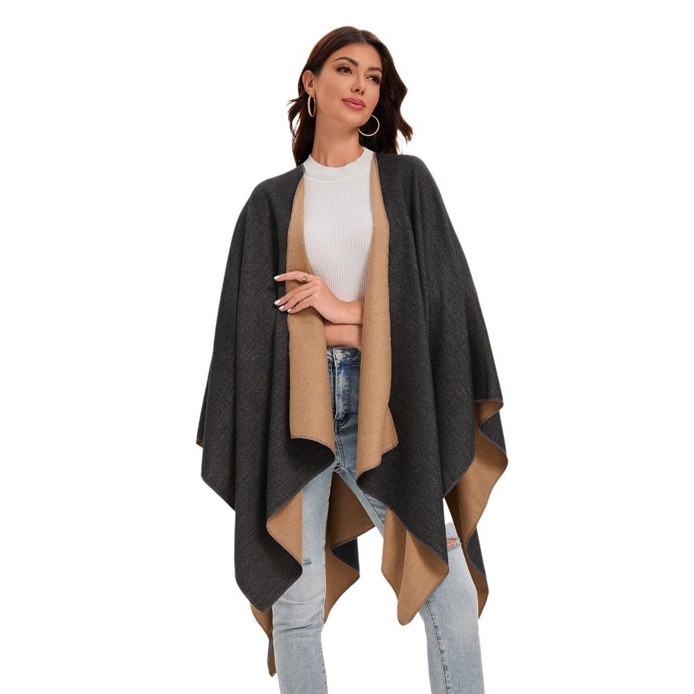 Shawl Wrap Winter - Warmer Mantel, kariertes Design, Reiseschal, vorne