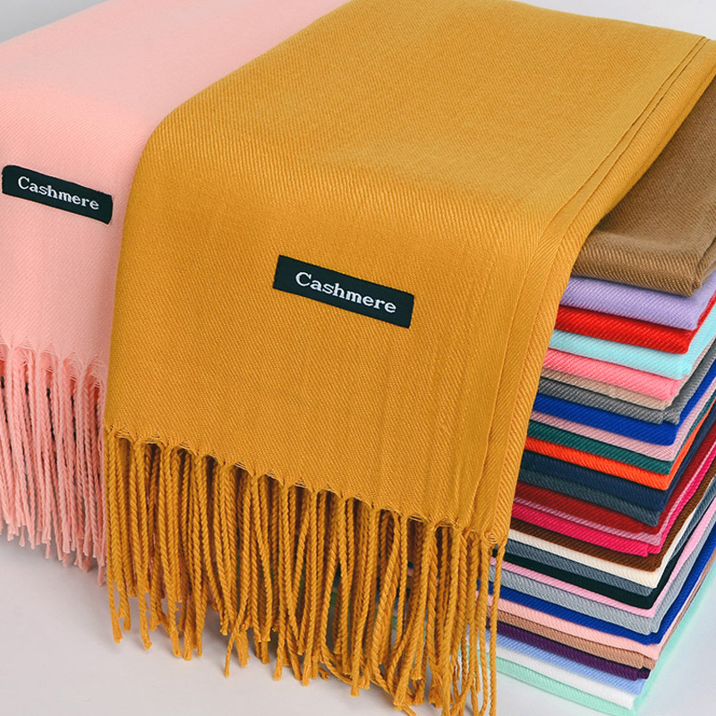Cashmere Pashmina Wrap - Mehrzweck-Schal aus Kaschmirimitat, gebürstet, einfarbig, verdickter