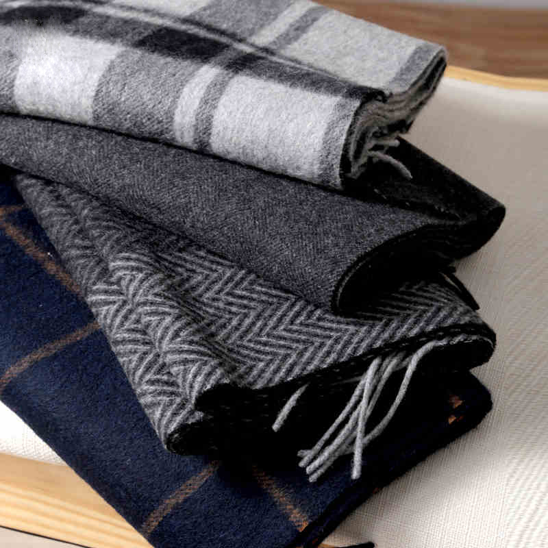 Wool Scarf Men - Pashmina Schal Männer Winter Streifen Solide