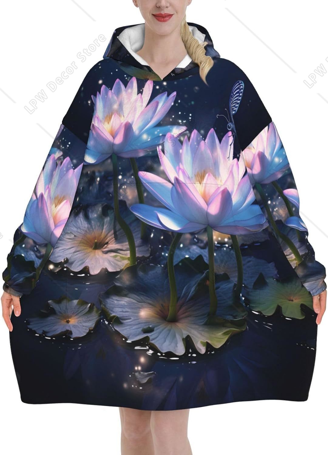 Fantasy-Wasserlilien Tragbare  – Sherpa Hoodie Fleece Bewertung und Preis